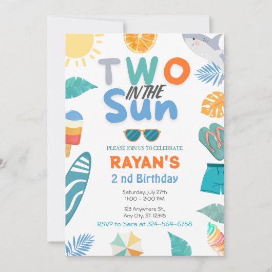 Twee in de zon Tropical Beach 2 e verjaardagsfeest Kaart (Voorkant)