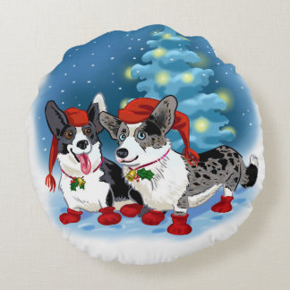 Twee in één Corgi Kerst Rond Kussen