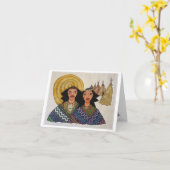 Twee indianen kleurrijke Note Kaart (Gele Bloem)