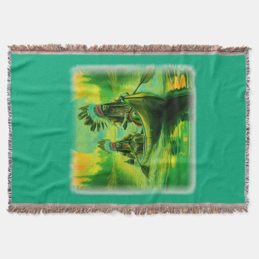 Twee Indianen roeien op het meer Deken (Voorkant)