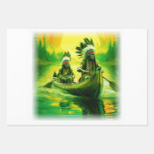 Twee Indianen roeien op het meer Inpakpapier Vel (Voorkant 3)