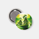 Twee Indianen roeien op het meer Magneet (Voorkant / Achterkant)