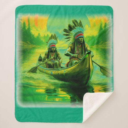 Twee Indianen roeien op het meer Sherpa Deken (Voorkant)