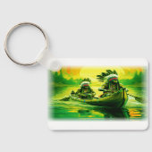 Twee Indianen roeien op het meer Sleutelhanger (Achterkant)