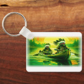 Twee Indianen roeien op het meer Sleutelhanger (Achterkant)