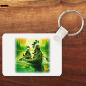 Twee Indianen roeien op het meer Sleutelhanger (Voorkant)