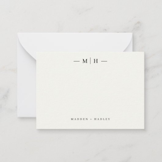 Twee Initiaal Monogram Elegant Koppel Stationery Notitiekaartje (Voorkant)