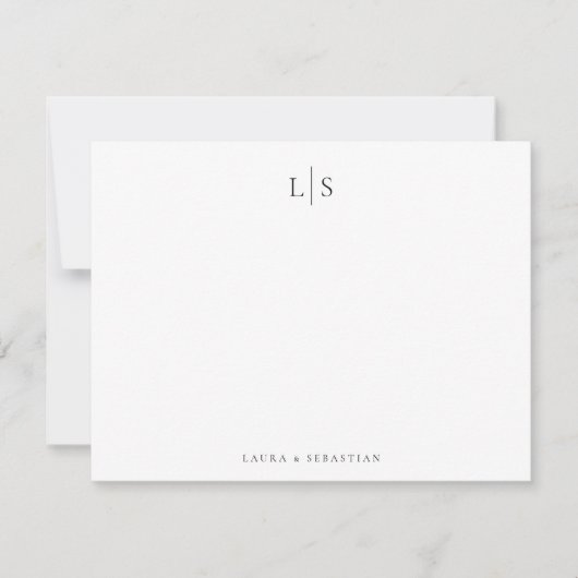 Twee Initiaal Monogram Elegant Koppel Stationery Notitiekaartje (Voorkant)