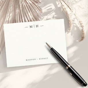 Twee Initiaal Monogram Elegant Koppel Stationery Notitiekaartje