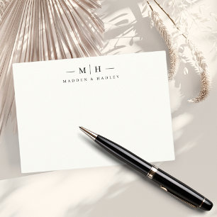 Twee Initiaal Monogram Elegant Koppel Stationery Notitiekaartje