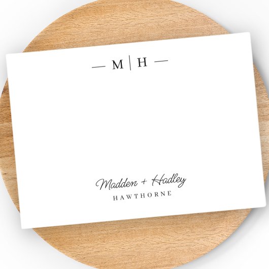 Twee Initiaal Monogram Elegant Koppel Stationery Notitiekaartje