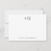 Twee Initiaal Monogram Koppel Pas getrouwd Station Notitiekaartje (Voorkant)