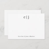 Twee Initiaal Monogram Koppel Pas getrouwd Station Notitiekaartje (Voorkant / Achterkant)