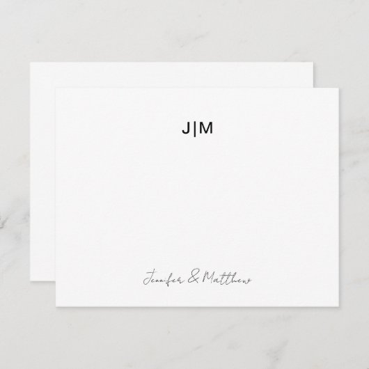 Twee Initiaal zwart-witpaar banketbakkerij Bedankkaart (Voorkant / Achterkant)