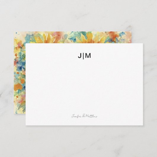 Twee Initiaal zwart-witpaar banketbakkerij Bedankkaart (Voorkant / Achterkant)