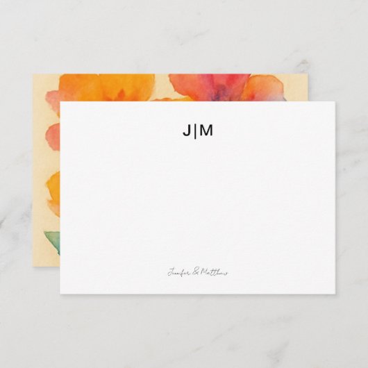 Twee Initiaal zwart-witpaar banketbakkerij Bedankkaart (Voorkant / Achterkant)