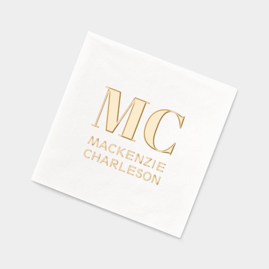 Twee Initialen Eenvoudig Monogram Initiaal Naam Folie Servetten (Links)