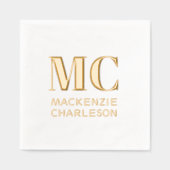 Twee Initialen Eenvoudig Monogram Initiaal Naam Folie Servetten (Voorkant)