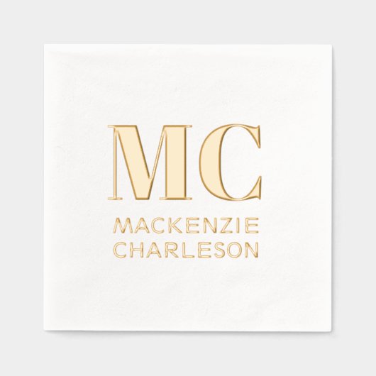 Twee Initialen Eenvoudig Monogram Initiaal Naam Folie Servetten (Voorkant)