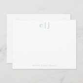 Twee Initialen Monogram Mint Green Couple Statione Notitiekaartje (Voorkant / Achterkant)