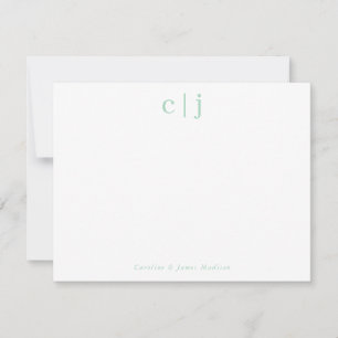 Twee Initialen Monogram Mint Green Couple Statione Notitiekaartje