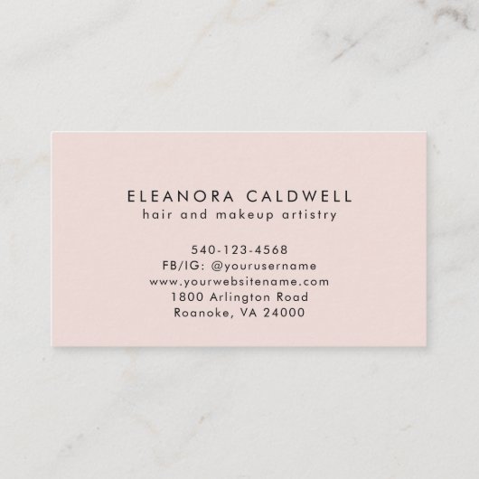 Twee Initialen Monogram Roos Gold Logo Blush Pink Visitekaartje (Achterkant)