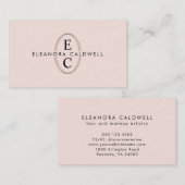 Twee Initialen Monogram Roos Gold Logo Blush Pink Visitekaartje (Voorkant / Achterkant)