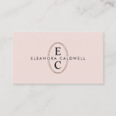 Twee Initialen Monogram Roos Gold Logo Blush Pink Visitekaartje (Voorkant)