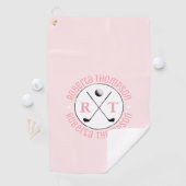 Twee-Initialen Monogram vrouwelijk roze Golfhanddoek (Insitu)