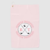 Twee-Initialen Monogram vrouwelijk roze Golfhanddoek (Voorkant)