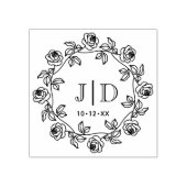 Twee initiële huwelijksmonogram CO2 rozenkrans Rubberstempel (Afrduk)