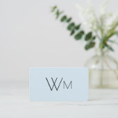 Twee initiële monogram (blauw) visitekaartje (Staand voorkant)