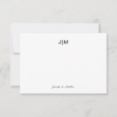 Twee initiële monogram zwarte koppel briefpapier bedankkaart (Voorkant)