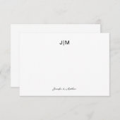 Twee initiële monogram zwarte koppel briefpapier bedankkaart (Voorkant / Achterkant)