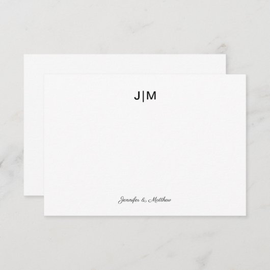 Twee initiële monogram zwarte koppel briefpapier bedankkaart (Voorkant / Achterkant)