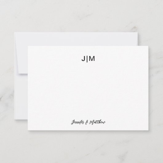 Twee initiële monogram zwarte koppel briefpapier  bedankkaart (Voorkant)