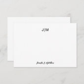 Twee initiële monogram zwarte koppel briefpapier  bedankkaart (Voorkant / Achterkant)