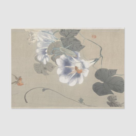 Twee insecten in Bindweed door Ohara Koson Tissuepapier (Voorkant)