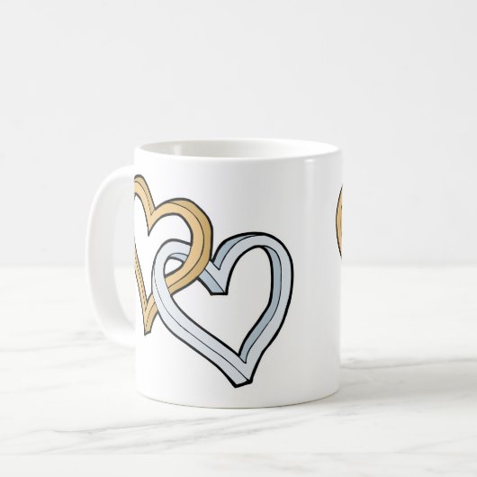 TWEE INTERTWINEERDE HARTEN KOFFIEMOK (Voorkant links)