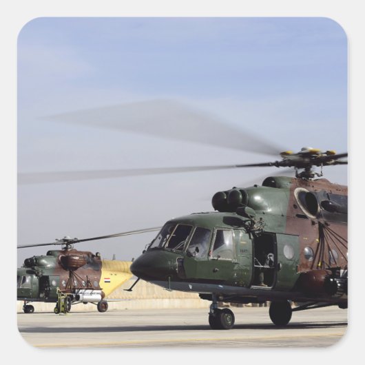 Twee Iraakse Mi-17 Hip Helikopters Vierkante Sticker (Voorkant)