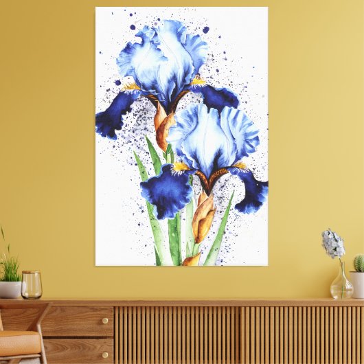 *~* Twee Iris Bloem Artsy Iris Schilderen AP84 Canvas Afdruk (Insitu (Woonkamer))