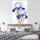 *~* Twee Iris Bloem Artsy Iris Schilderen AP84 Canvas Afdruk (Insitu (Slaapkamer))