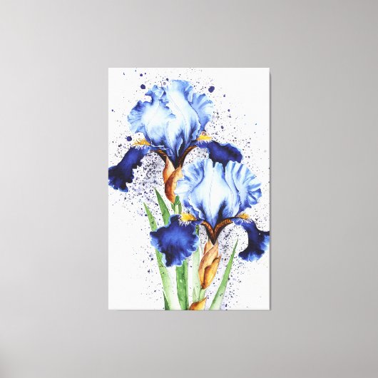 *~* Twee Iris Bloem Kunstzinnige Iris Schilderij A Canvas Afdruk (Voorkant)