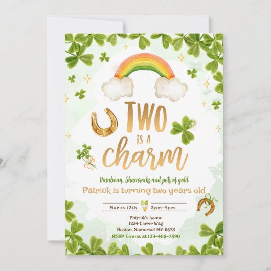 Twee is een Charm St Patrick's 2e verjaardag Kaart (Voorkant)