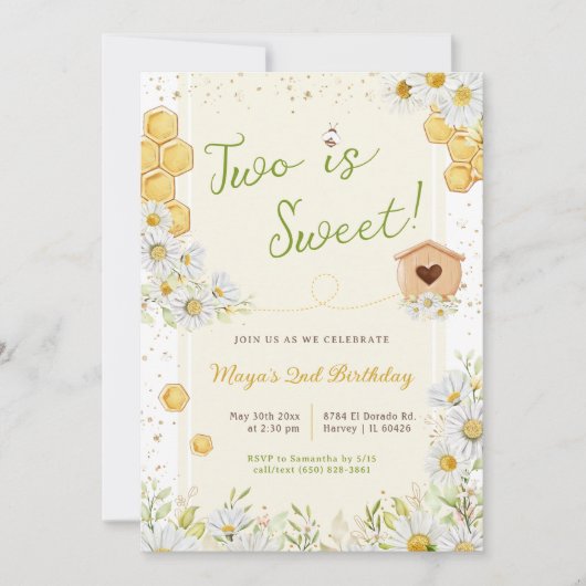 Twee is Sweet Bumblebee 2e verjaardag Kaart (Voorkant)