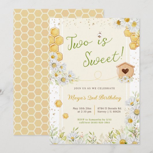 Twee is Sweet Bumblebee 2e verjaardag Kaart (Voorkant / Achterkant)