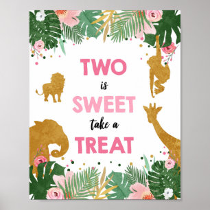 Twee is Sweet Safari Animals Girl Birthday Sign Poster