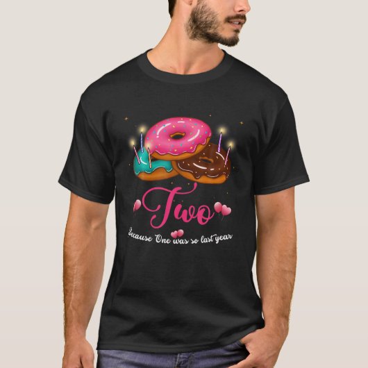 Twee is zo'n tweederde donut-bevalling-decoratie t-shirt (Voorkant)