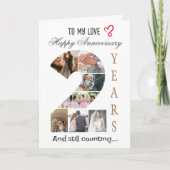 Twee jaar bruiloft Jubileum fotokaart Kaart (Voorkant)