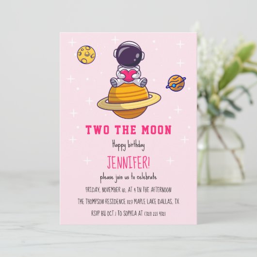 Twee jaar moderne meisjes kaart (Staand voorkant)